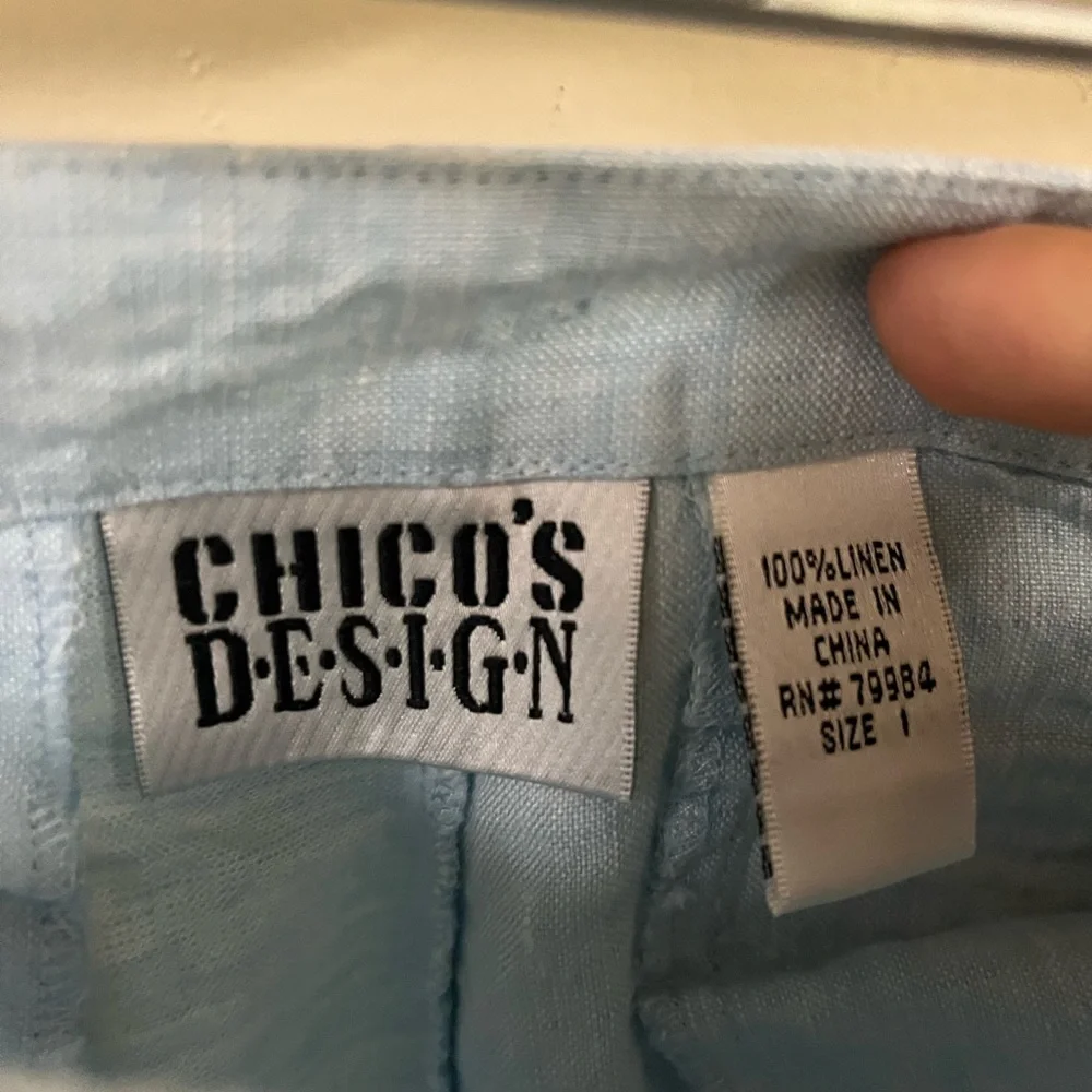 Light Blue Wide-Leg Linen Blend Pants